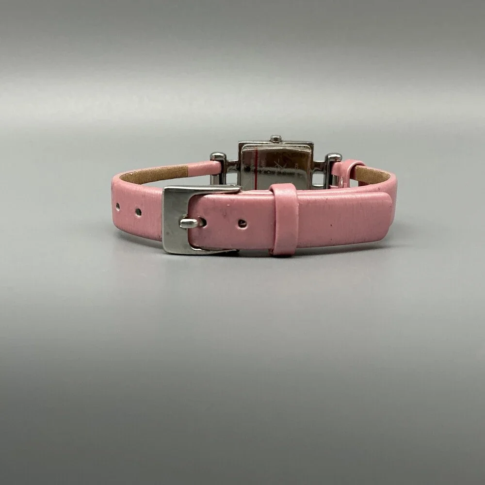 Kenneth Cole Womens Watch 20mm Silver Dial Pink Leather Square New Battery